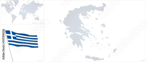 Greece map and flag. vector