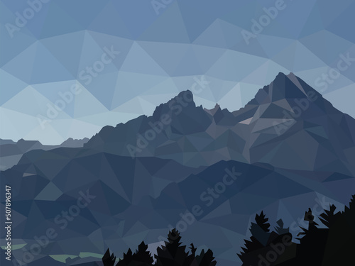 Watzmann Lowpoly Illustration Artwork -  Berchtesgaden - Alpen
