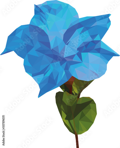 Blaue Blume Lowpoly Illustration Artwork - transparent