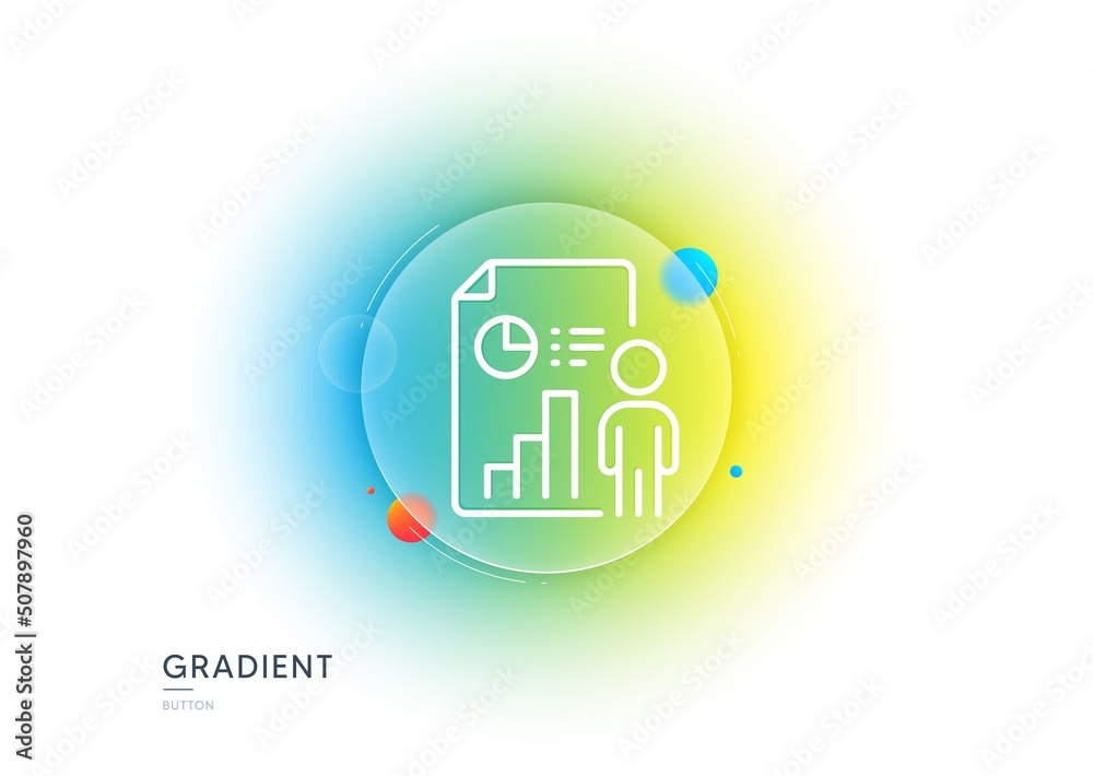 Business report line icon. Gradient blur button with glassmorphism. Employee results sign. Organization statistics symbol. Transparent glass design. Business report line icon. Vector Business report line icon. Gradient blur button with glassmorphism. Employee results sign. Organization statistics symbol. Transparent glass design. Business report line icon. Vector