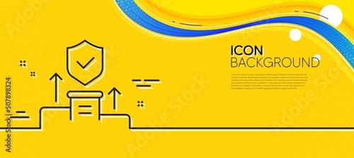 Security agency line icon. Abstract yellow background. Cyber defence sign. Private protection symbol. Minimal security agency line icon. Wave banner concept. Vector