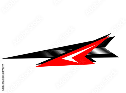 Vector arrow for a sports car, boat, moto. Vehicle sticker. Striped pattern. Vector striped background