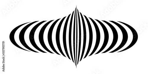 Waving flag as a brush stroke with zebra texture. Vest striped with fabric Black and white stripes curved in a bizarre way with waves curving along the trajectory