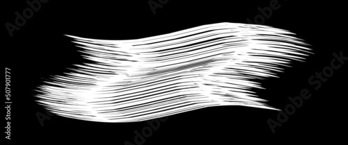 White flow brushstroke on white background.. Fluffy bunch of white politics. Abstract disheveled fibres. Vector illustration swirl blur. Crayons and chalk paint, fibers, hair and bunch