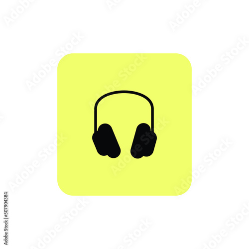 Headphones vector icon on yellow background