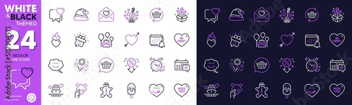 Fireworks rocket, Notification and Refresh cart line icons for website, printing. Collection of Heart flame, Santa hat, Discount icons. Heart, Yummy smile, Smile chat web elements. Vector