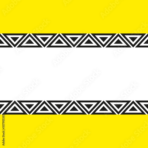 The contrasting background is yellow with black triangles and white space for text.