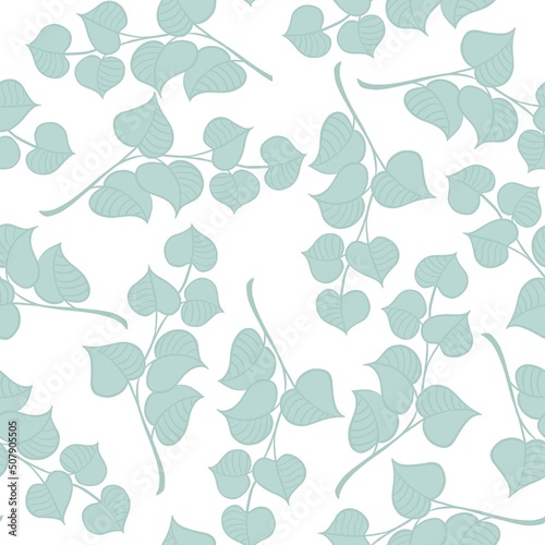 Simple pattern of twigs of leaves on a white background  seamless decorative background