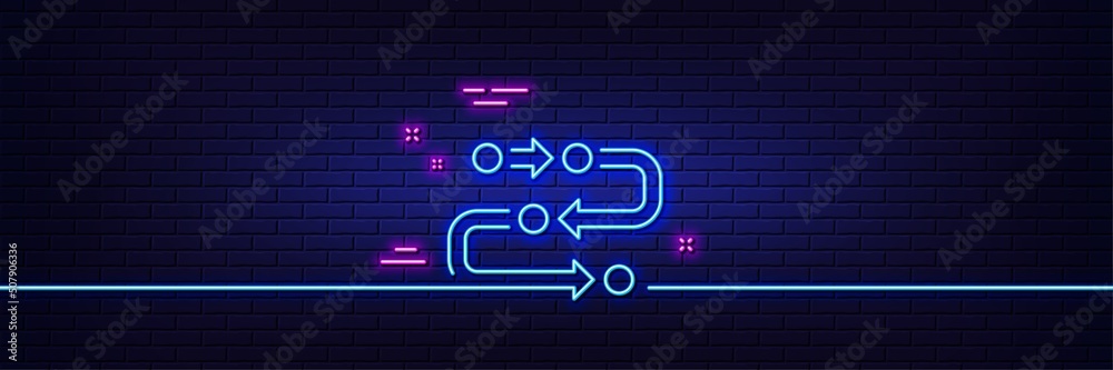 Neon light glow effect. Methodology line icon. Development process sign. Strategy symbol. 3d line neon glow icon. Brick wall banner. Methodology outline. Vector Neon light glow effect. Methodology line icon. Development process sign. Strategy symbol. 3d line neon glow icon. Brick wall banner. Methodology outline. Vector
