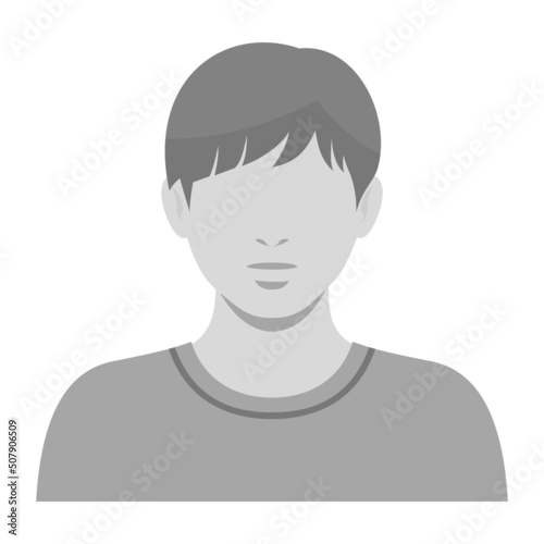 表情なしの人物 白黒のカットイラスト素材 / 私服の男子学生
