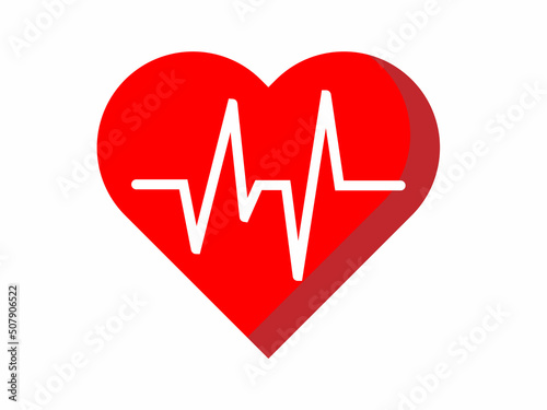Cardiogram and red heartbeat and medical pulse. Life and health wave icon. Linich and background in cardiology. Hospital and medicine, heartbeat monitor. Vector.