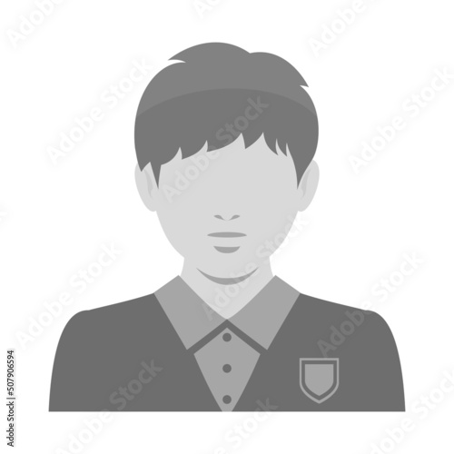 表情なしの人物 白黒のカットイラスト素材 / 制服の男の子