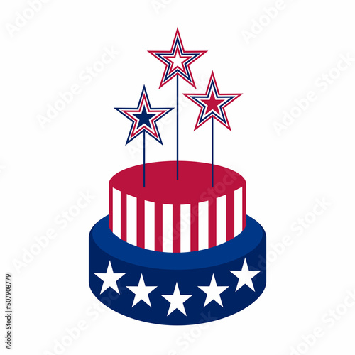The 4th of July, USA Independence day, Labor Day, Red and Blue, Stars and Stripes, National flag, Freedom colors, Patriot Hearts, Hand drawn vector  illustration.