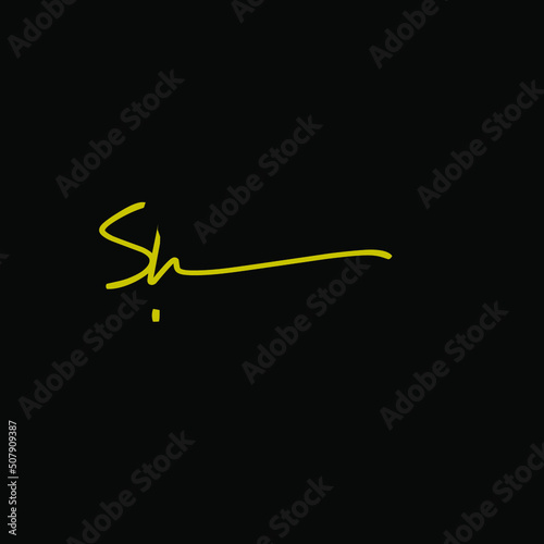 Sh initial logo handwriting template vector