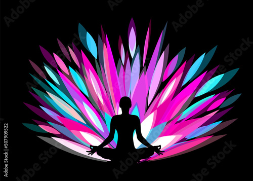 Logo yoga pose lotus. Vector illustration