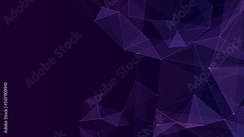 Network concept with lines and dots. Abstract vector digital background. Distribution of triangular figures in space.