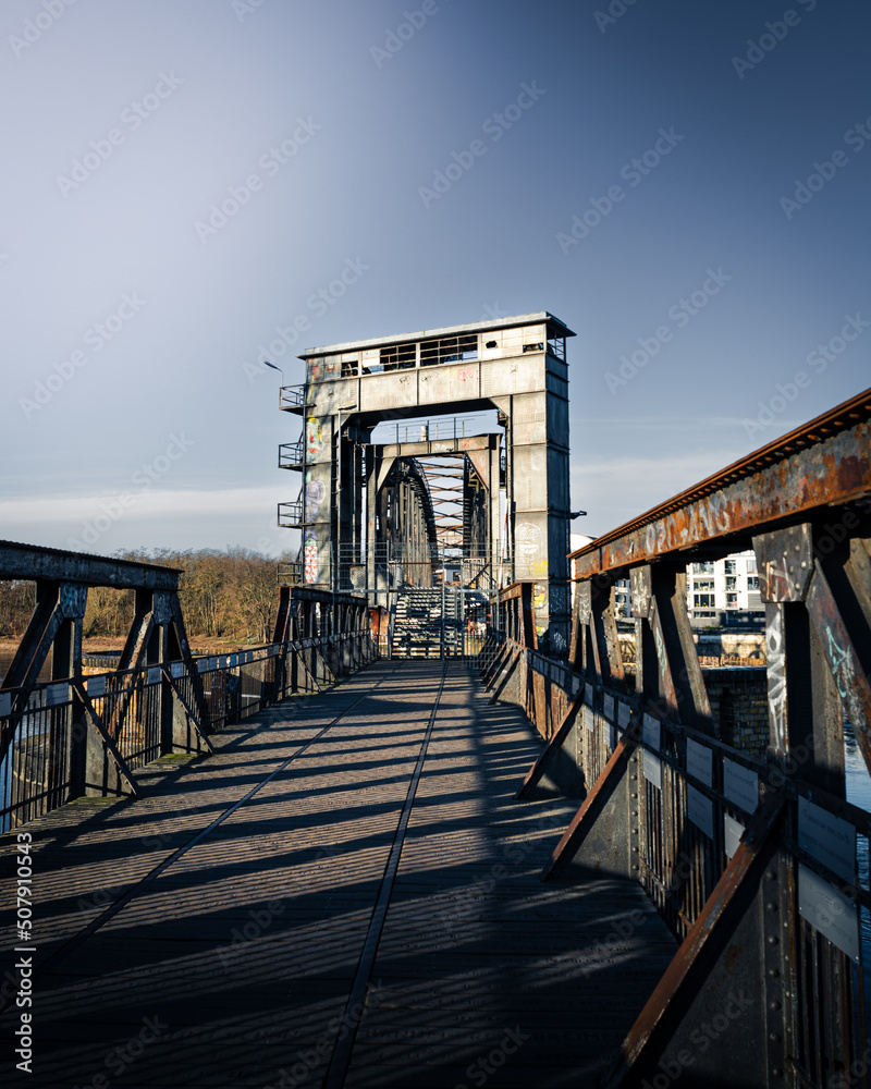 Lift bridge in Magdeburg, capital city of Saxony Anhalt in Germany Lift bridge in Magdeburg, capital city of Saxony Anhalt in Germany