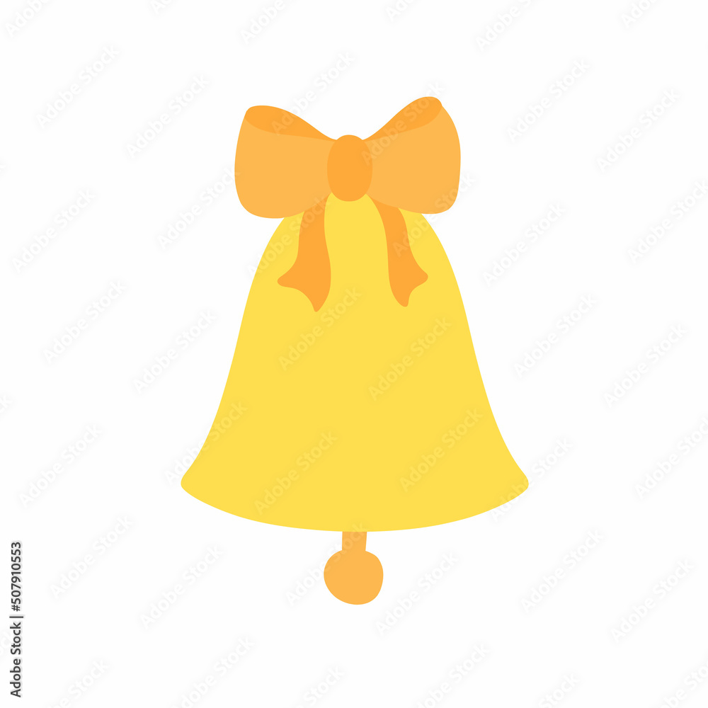 Hand drawn Bell icon with ribbon in flat style. Cartoon bell vector icon for web design isolated on white background. Hand drawn Bell icon with ribbon in flat style. Cartoon bell vector icon for web design isolated on white background.