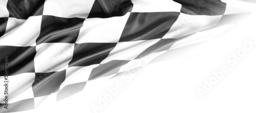 Checkered black and white racing flag on white background © Stillfx