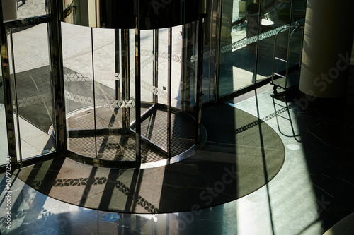 revolving doors in the lobby, entrance group inside the building