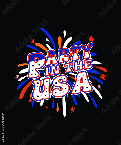 Party in the USA vector typography design