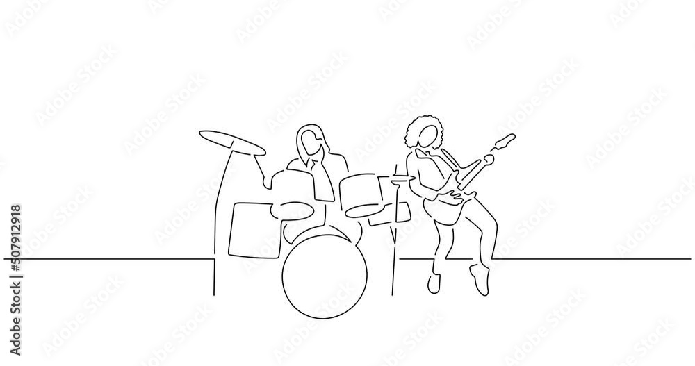 Vidéo Stock Rock band in line art animation. Video footage of a group ...