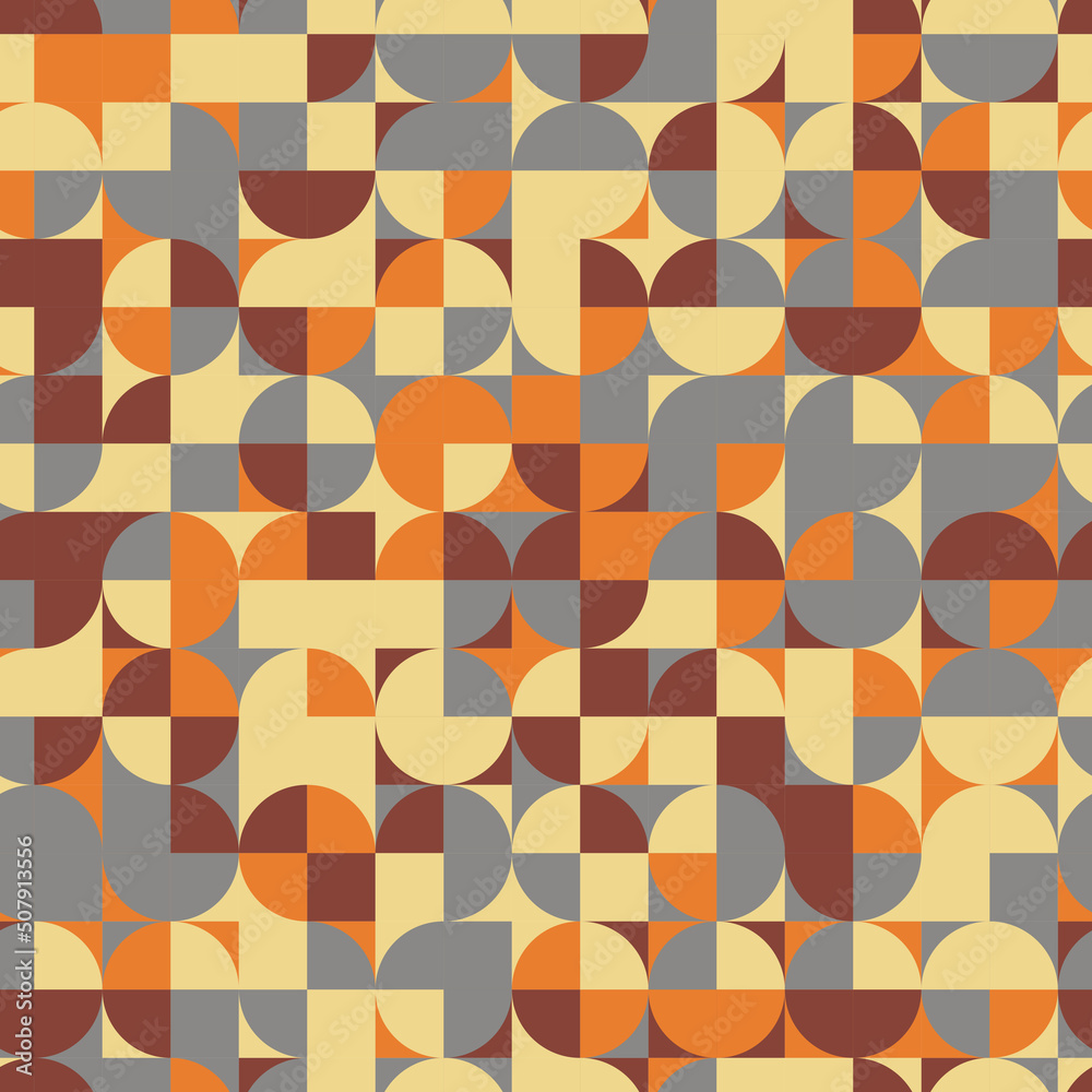 Geometric elements in warm colors in abstract seamless pattern. Retro vector illustration easy to edit and customize. Eps10 Geometric elements in warm colors in abstract seamless pattern. Retro vector illustration easy to edit and customize. Eps10
