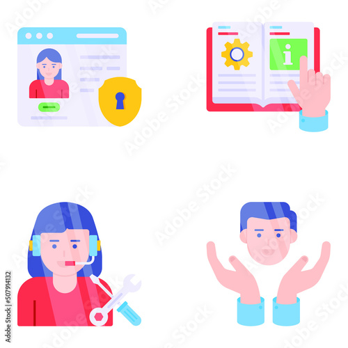 Pack of Customer Support and Helpline Flat Icons
