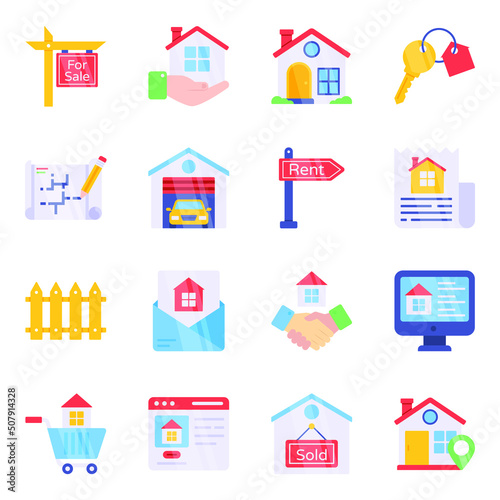 Pack of Real Estate Flat Icons

