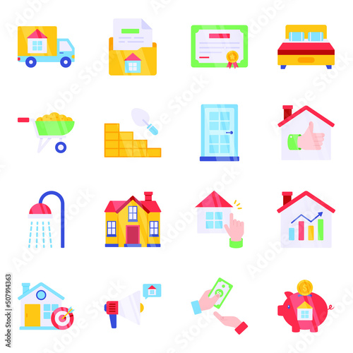 Pack of Buildings Flat Icons

