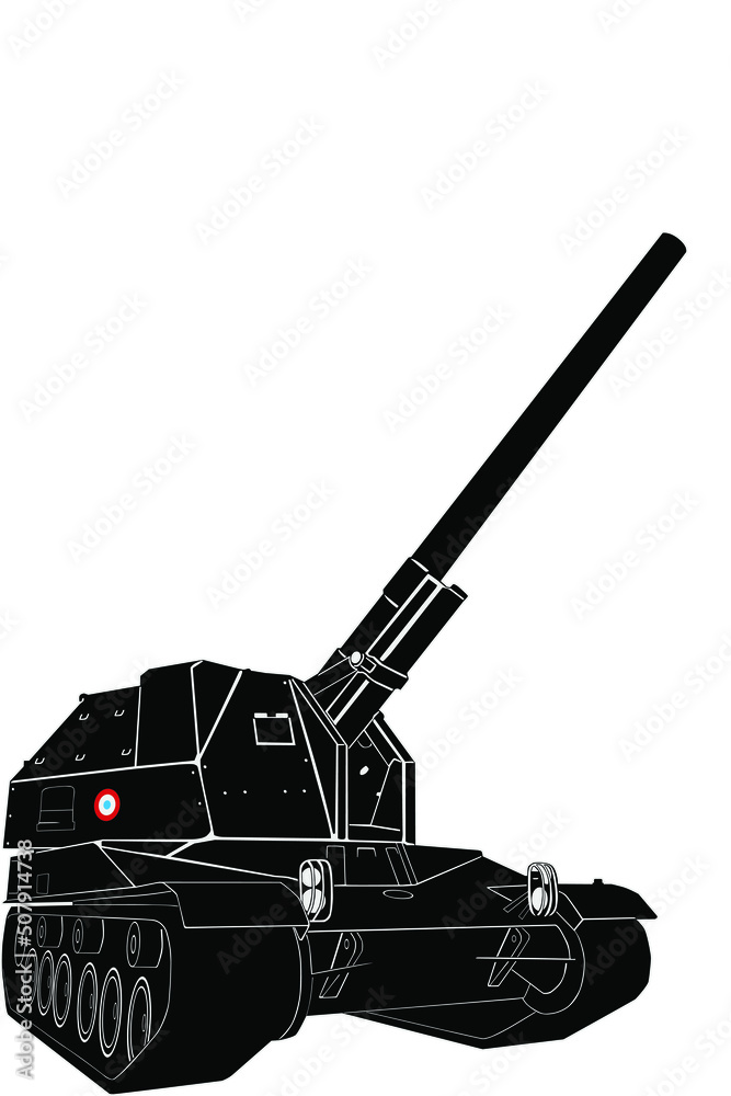 Fototapeta premium Automoteur Batignolles-Chatillon 155mm is a self-propelled artillery installation developed in France in the post-war years. ACS differs from most classmates by the presence of a rotating tower