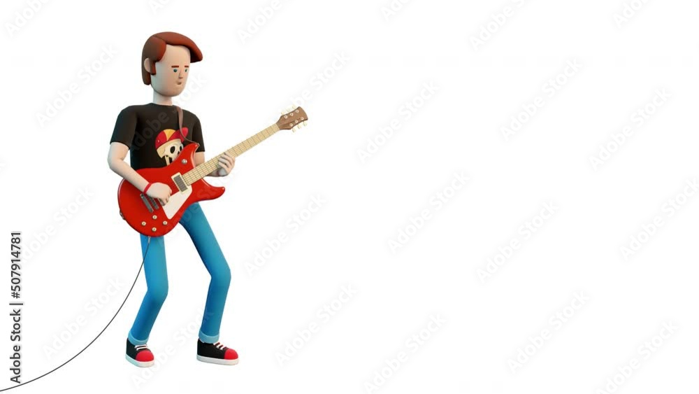 3d rock guitarist plays the electric guitar. Rock musician with electric guitar performs a song. Looped animation with alpha channel. 3d rock guitarist plays the electric guitar. Rock musician with electric guitar performs a song. Looped animation with alpha channel.