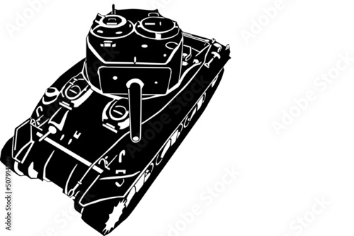 Vector image of an American tank from the Second World War M4. I must say that this is the most massive tank of the USA since WW2