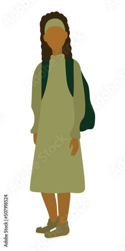 Teenager portrait full height Girl faceless illustration Front view Design element Vector Isolated on white background