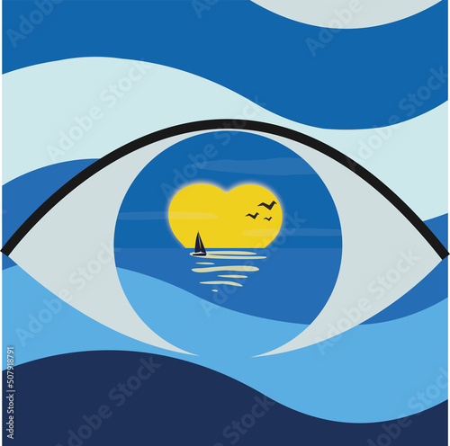 Eye vector illustration | sea sunset