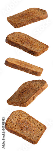 Foto Sliced rye bread on a white isolated background