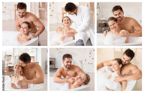 Collage with young couple r...