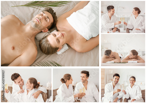 Collage with young couple r...