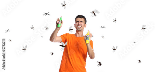 Young man with mosquito rep...