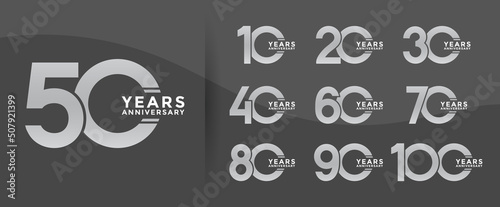 Foto set anniversary logotype style with silver color on black background for celebra