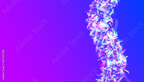 Cristal Background. Surreal Foil. Crystal Art. Kaleidoscope Glare. Disco Prismatic Template. Shiny Design. Purple Laser Glitter. Hologram Sparkles. Violet Cristal Background