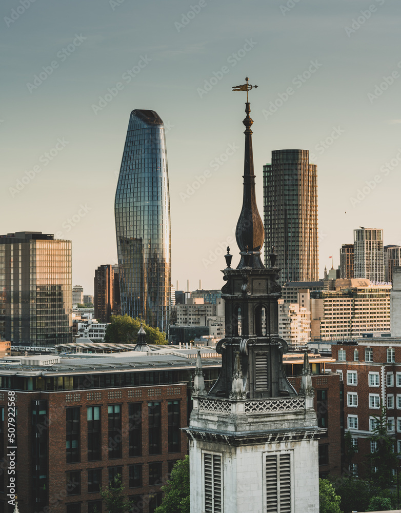 London skyscraper view from the rooftop near St. paul's cathedral 