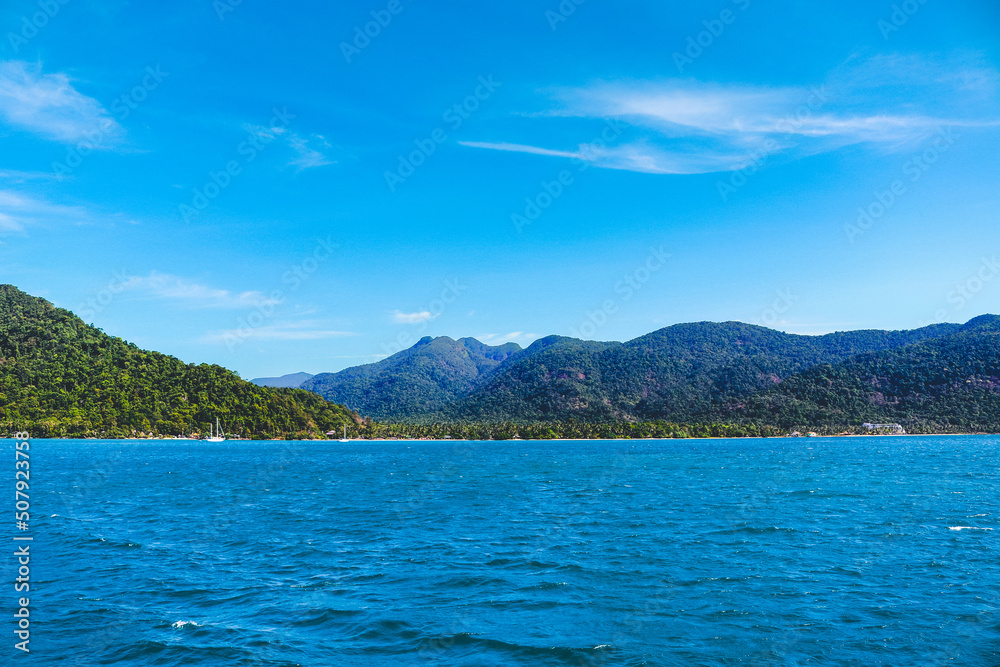 Beautiful sea with clear sky and island