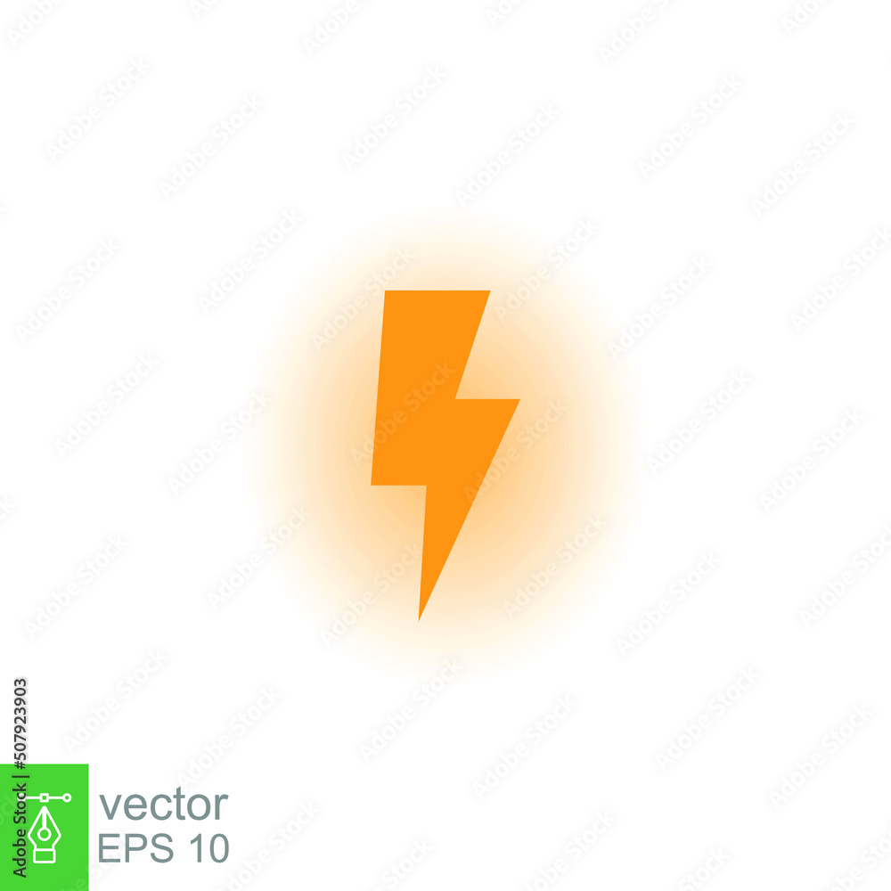 Lightning bolt thunder icon. Power energy battery concept. Glowing yellow on black background. Vector illustration isolated. EPS 10. Lightning bolt thunder icon. Power energy battery concept. Glowing yellow on black background. Vector illustration isolated. EPS 10.
