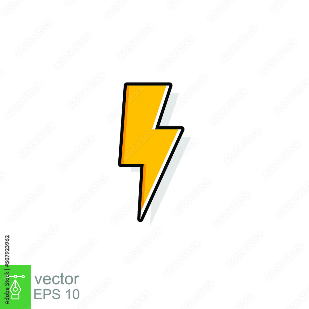 Thunder and bolt lighting flash icon. Flat style on white background. Vector illustration isolated. EPS 10. Thunder and bolt lighting flash icon. Flat style on white background. Vector illustration isolated. EPS 10.