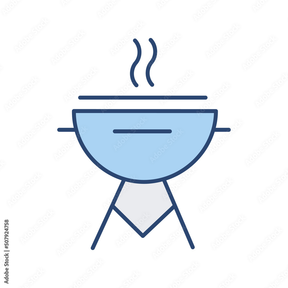 B-B-Q thin line icon. Color blue B-B-Q thin line icon. Color blue