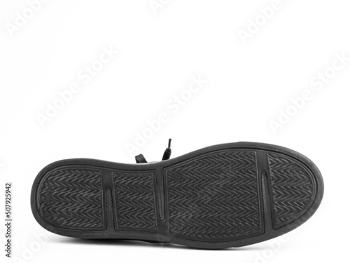 Obraz na płótnie Sole for shoes, bottom view. Shoe sole close-up isolated on white background. place for text. Element of boots. Concept of production of shoe. w salonie