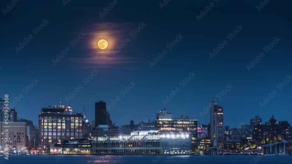 Full Moon Rise on Evening of Full Lunar Eclipse, over Midtown New York City Full Moon Rise on Evening of Full Lunar Eclipse, over Midtown New York City