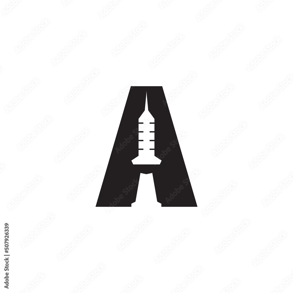 Letter A syringe fast medicine injection Letter A syringe fast medicine injection