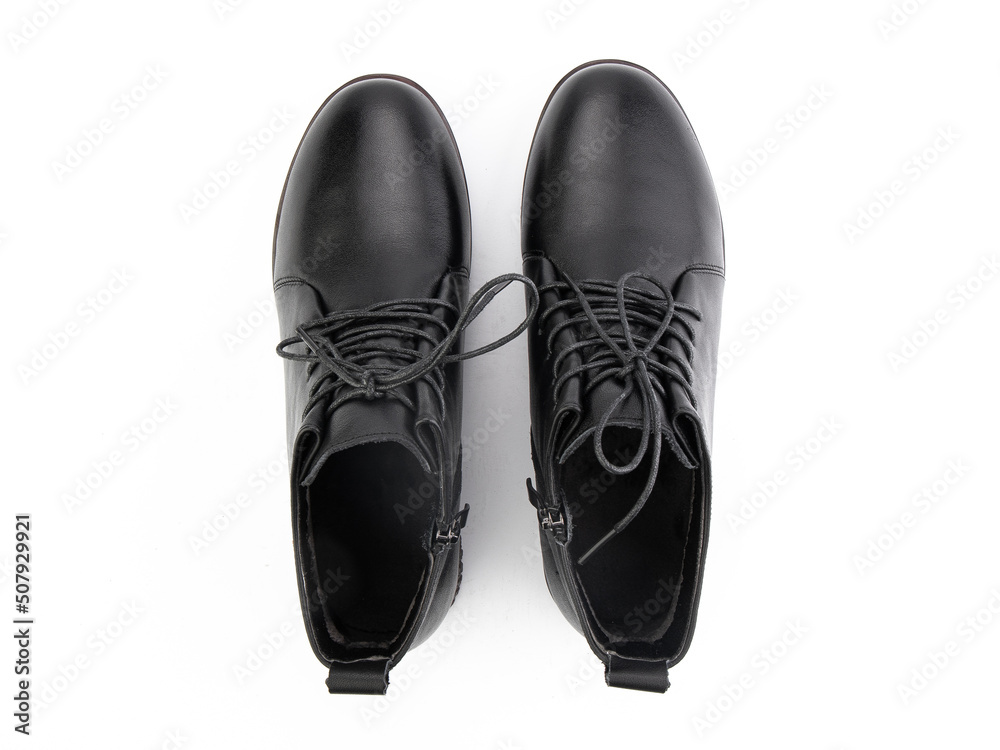 classic sneakers with laces. Casual style. Isolated close-up on white background. Top view. Fashion shoes